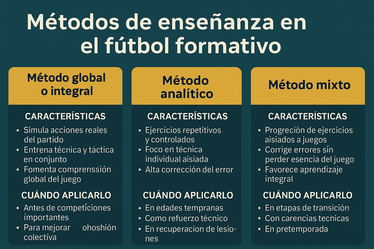 Métodos de enseñanza en fútbol formativo