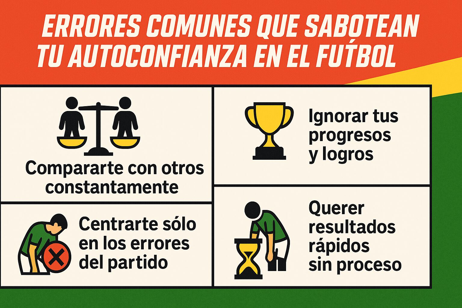 Errores comunes que sabotean tu autoconfianza en el fútbol